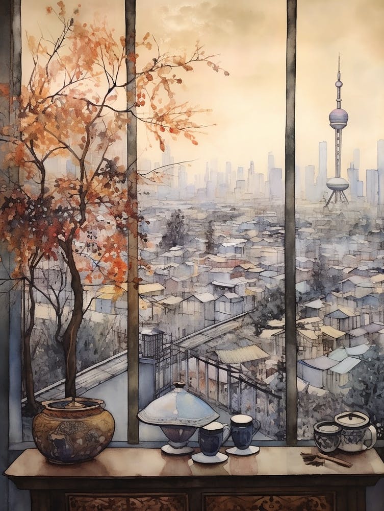 Winter Cityscape Shanghai China 1