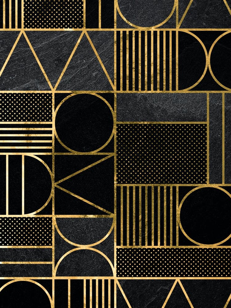 Gold And Black Geometric Wallpaper - Gold Art deco