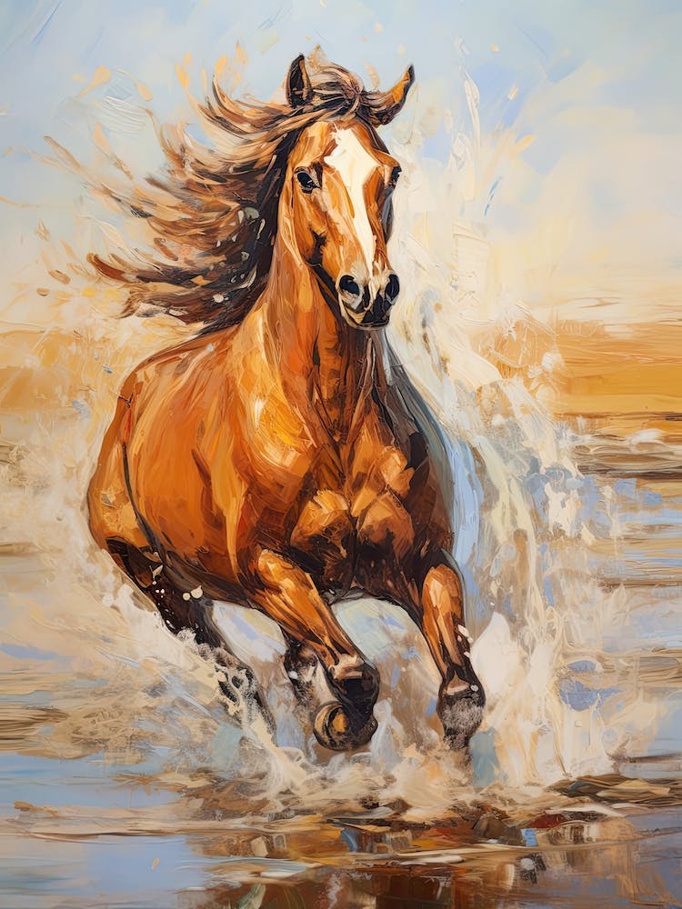 A Horse Painting In The Style Of Impressionistic Brushwork 3