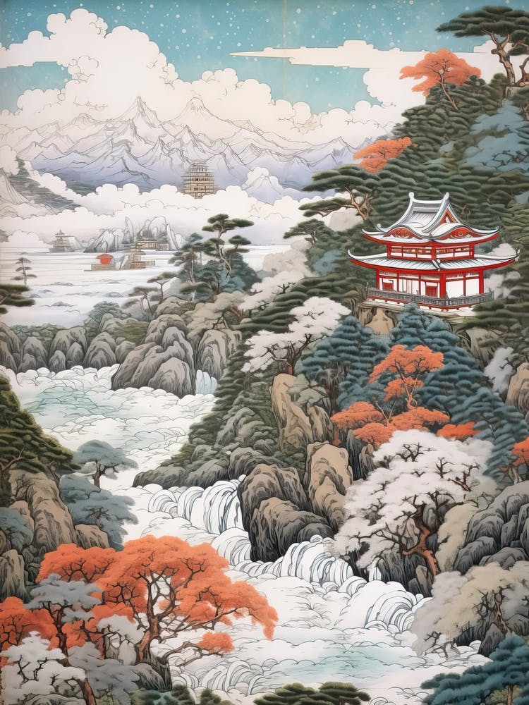 Koya San In Wakayama, Ukiyo E Drawing 4