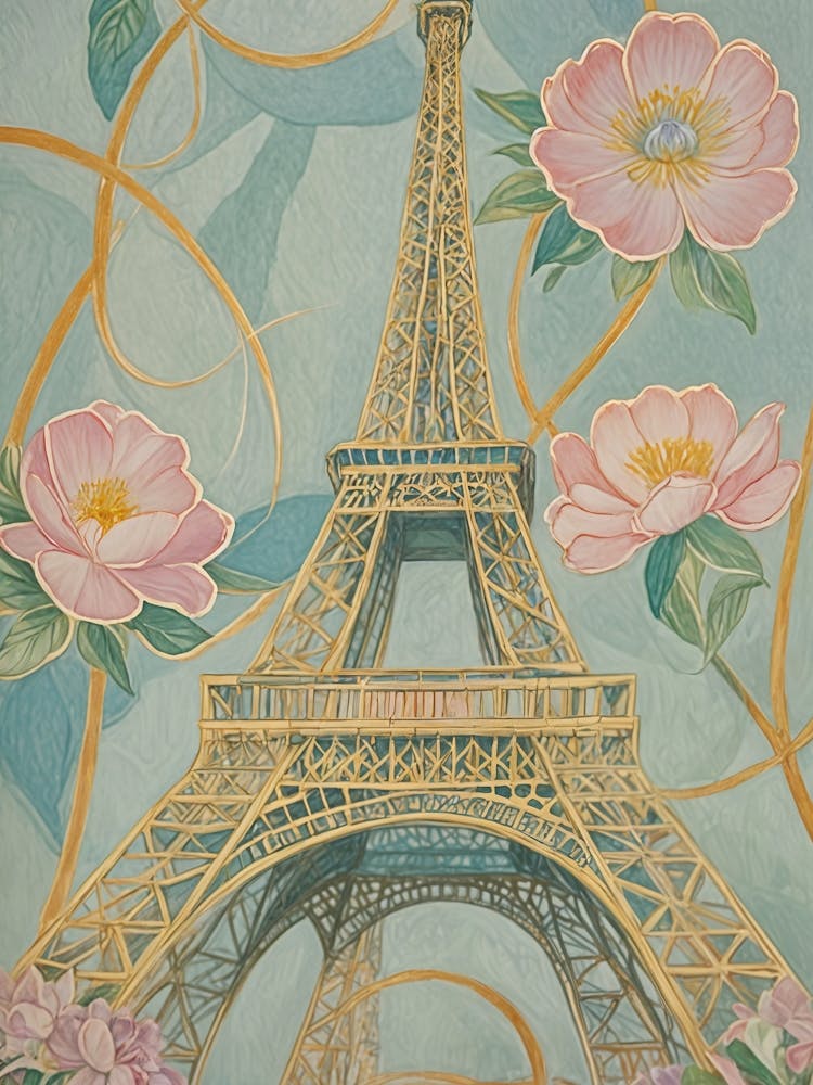 Eiffel Tower and Flowers