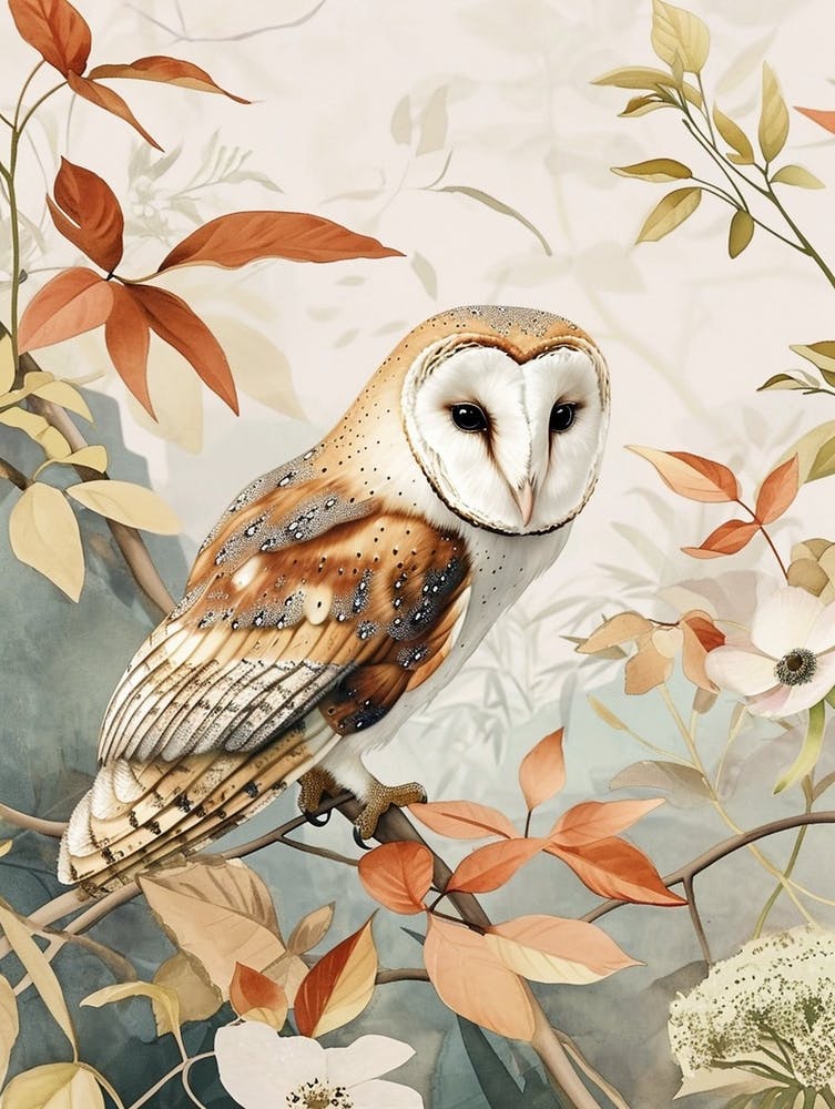 Barn Owl Japanese Painting 1