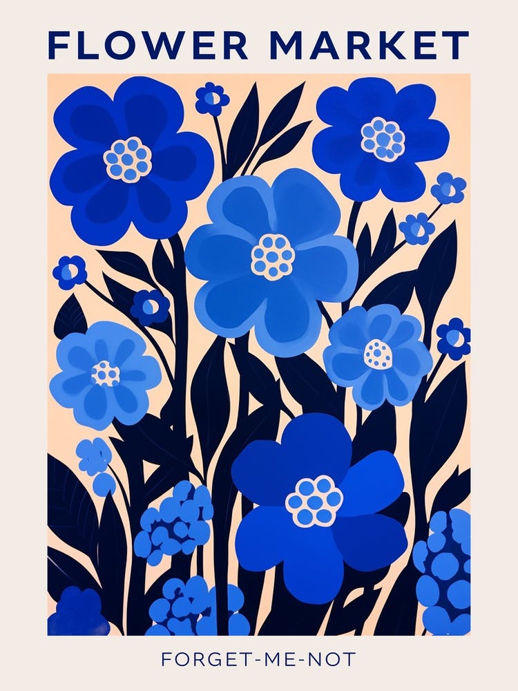 Blue Flower Market Poster Forget Me Not 2