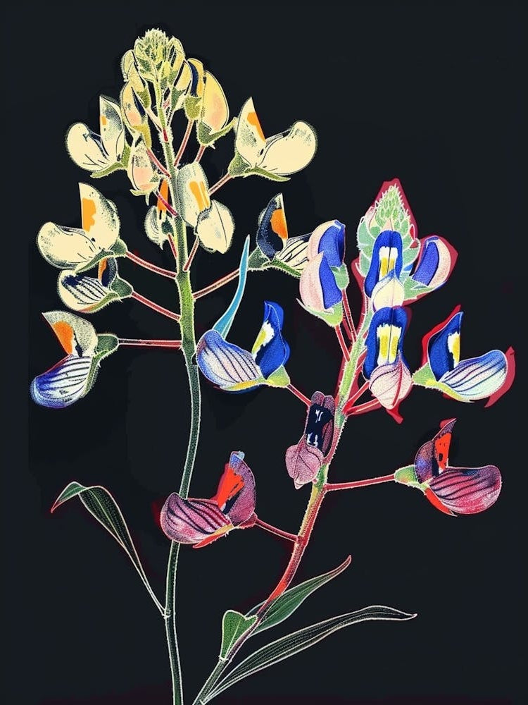 Neon Flowers On Black Bluebonnet 2