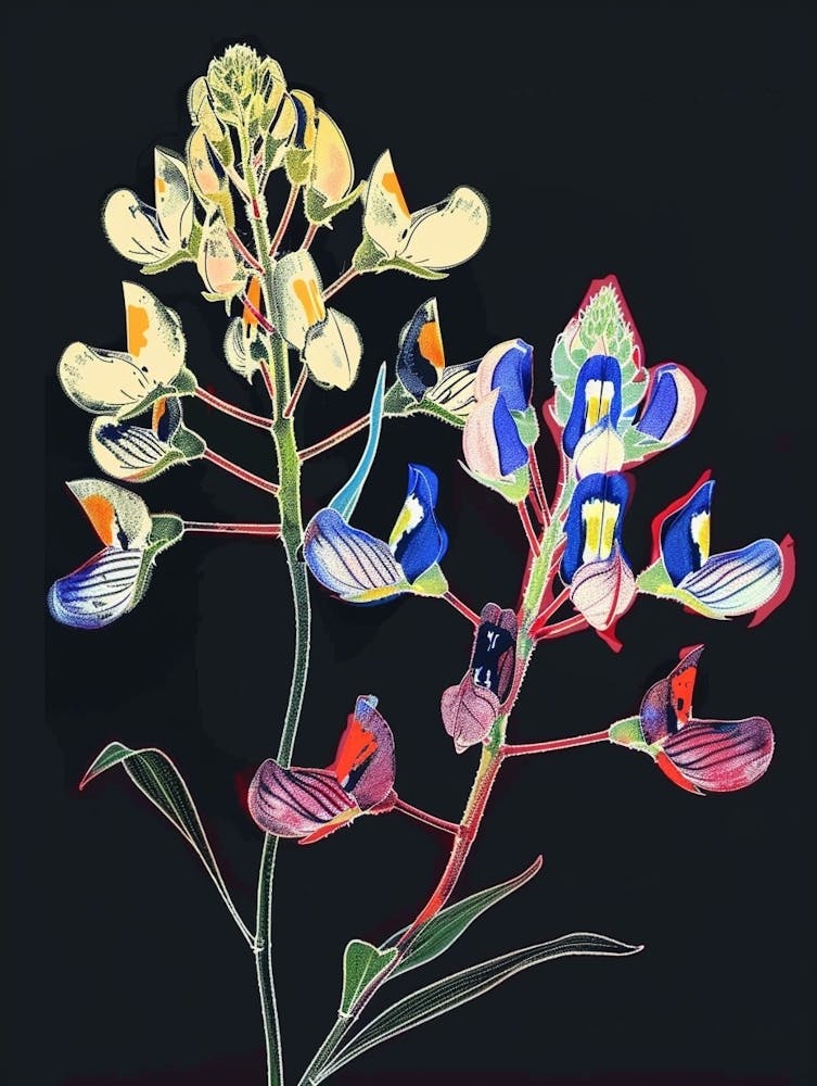 Neon Flowers On Black Bluebonnet 2