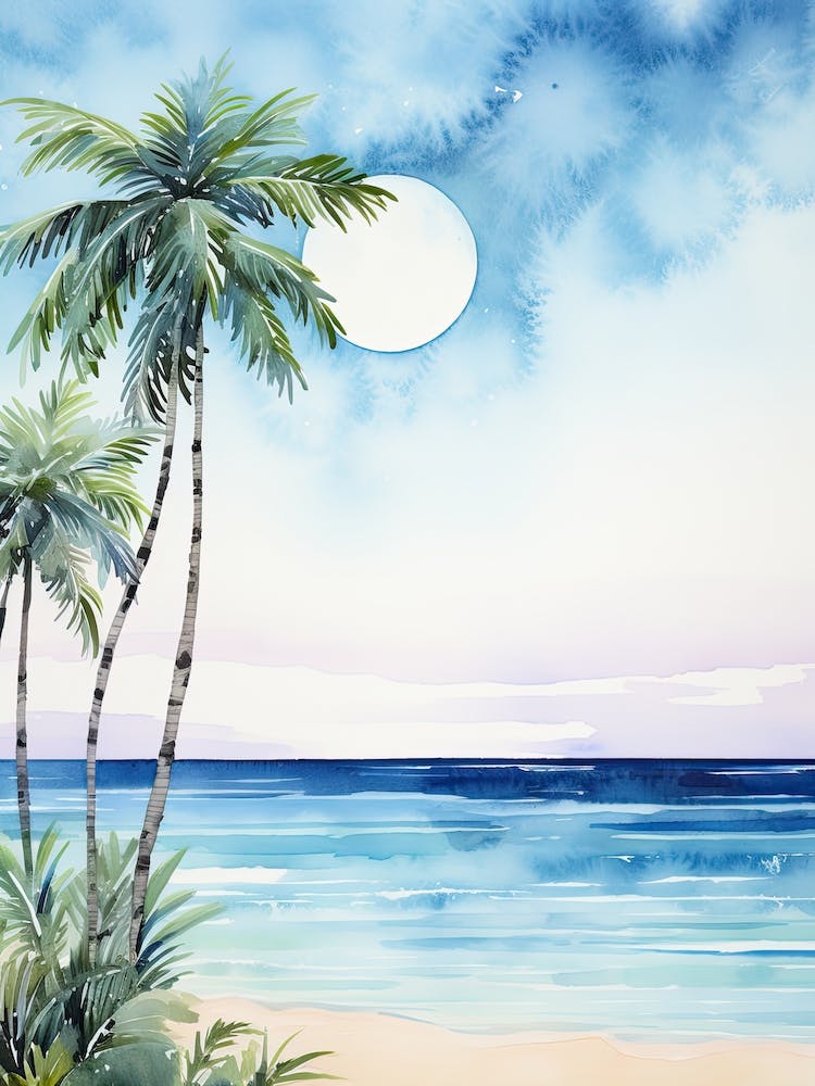 Watercolour Of Seven Mile Beach   Grand Cayman Cayman Islands 3