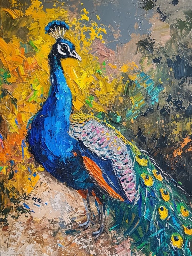 Brushstroke Peacock On The Gravel Path 1