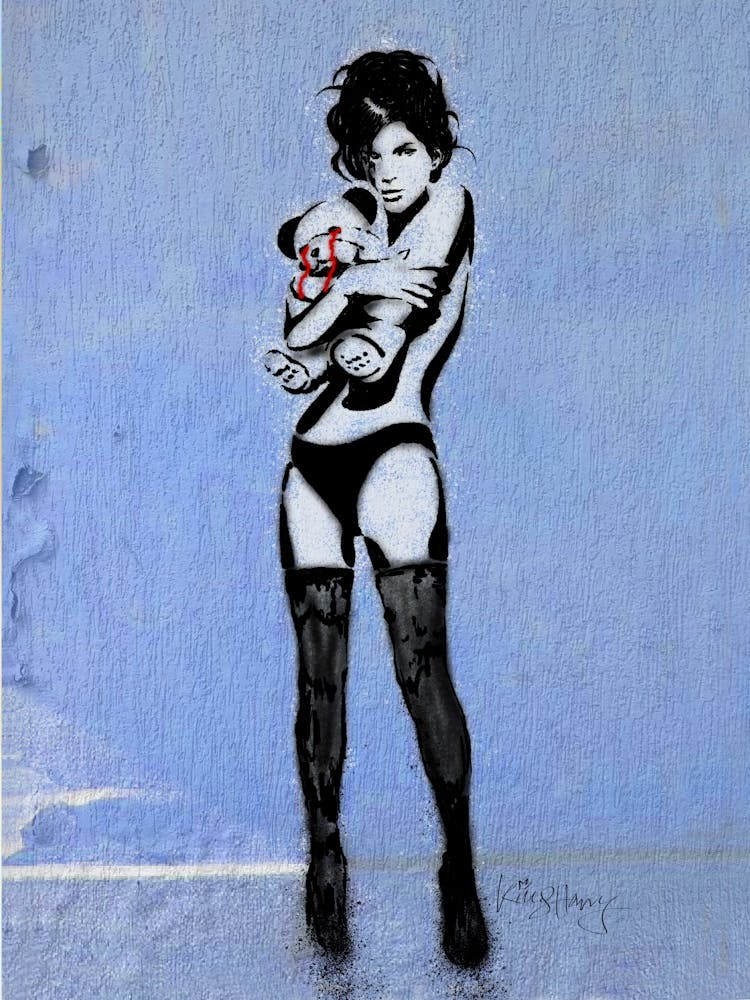 Girl And Teddy Bear | Street Art Digital | Pop Art 2025