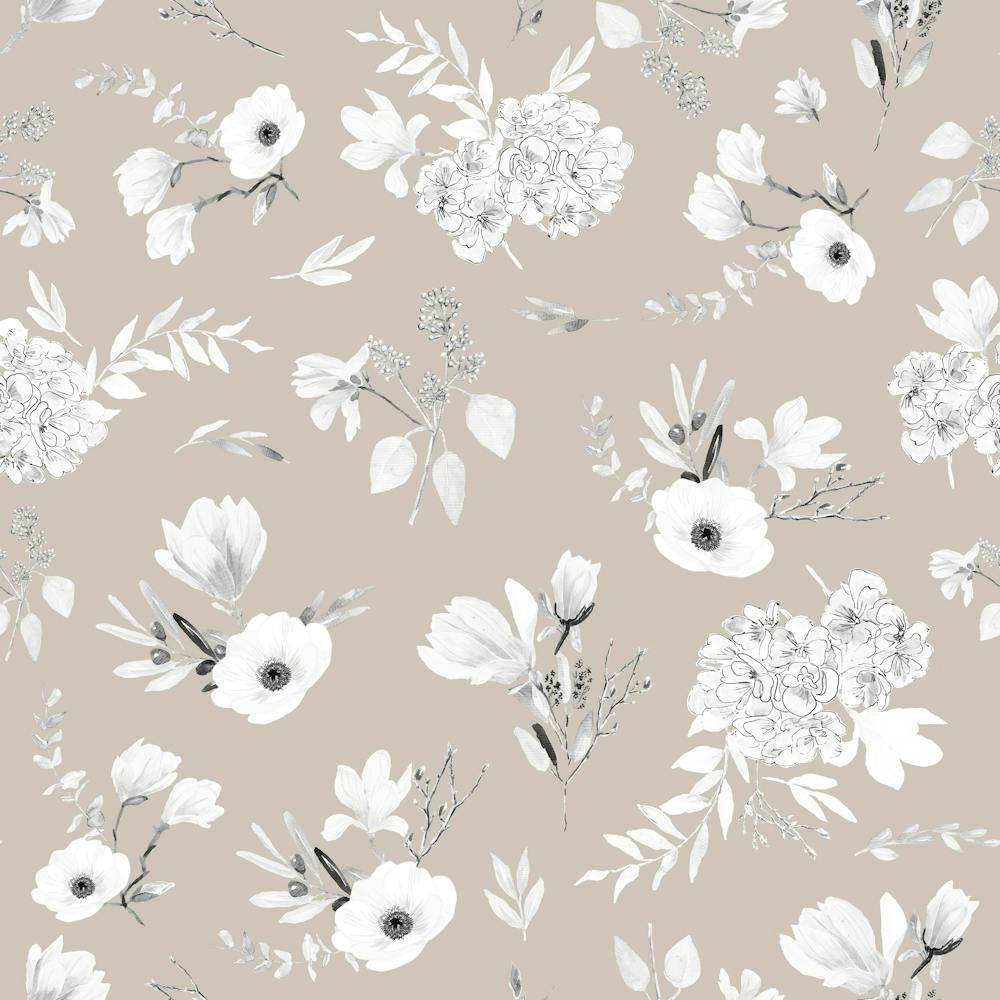 Geranium Flowers Beige White