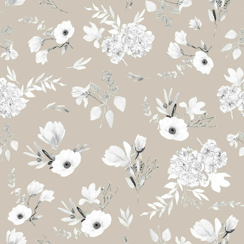 Geranium Flowers Beige White