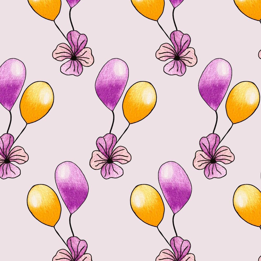 Purple And Yellow Balloons Square