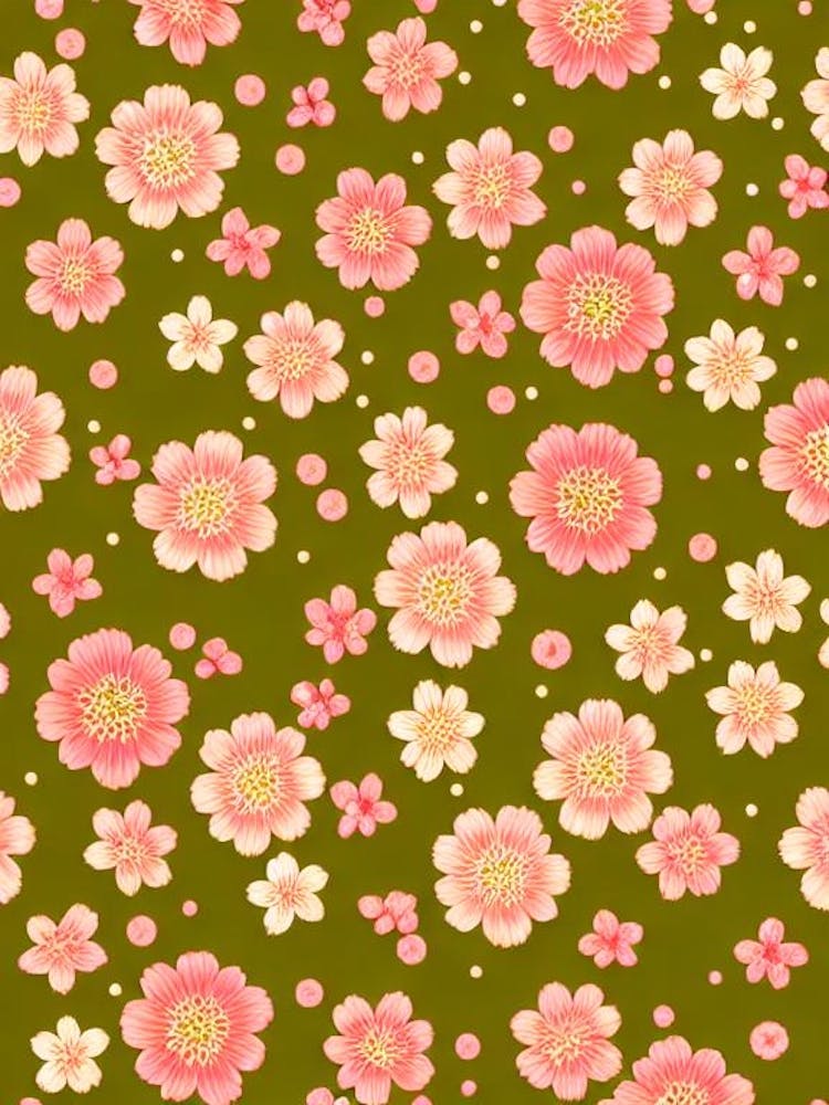 Cherry Blossom Repeat Retro Flower