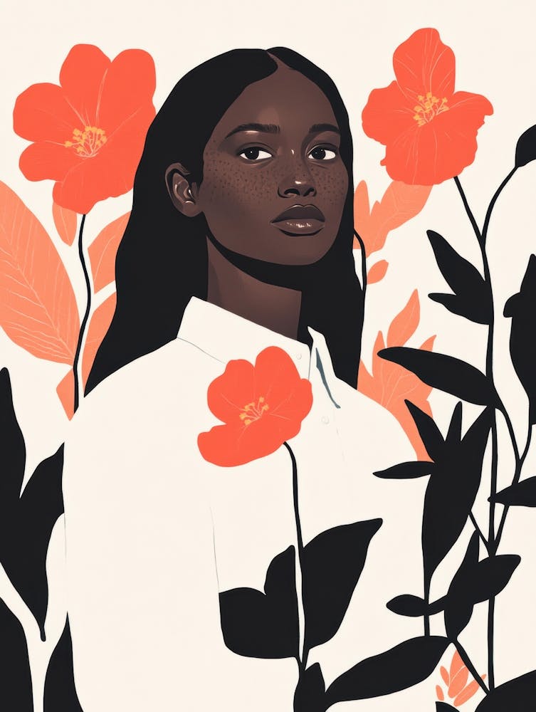 Black Girl With Flowers 6