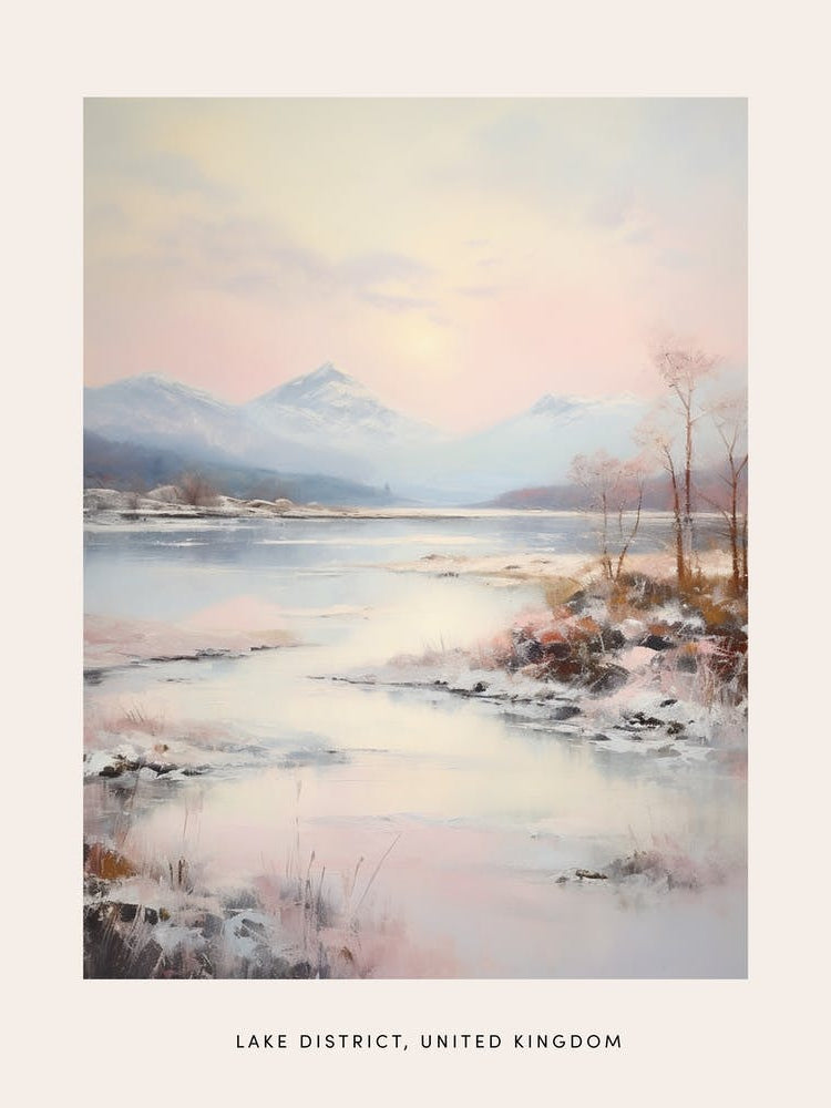 Dreamy Winter Painting Poster Lake District United Kingdom 4