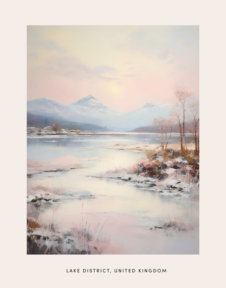 Dreamy Winter Painting Poster Lake District United Kingdom 4