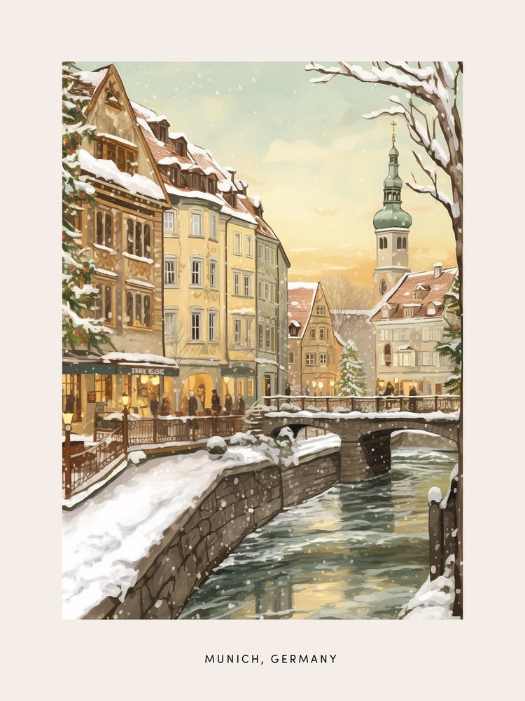 Vintage Winterposter München Deutschland 6
