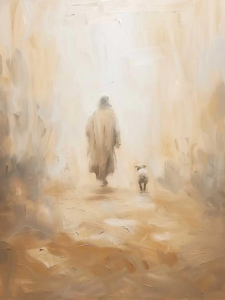 Leave The 99 Art, Modern Christian Painting, Bible Verse Wall Art, Jesus Leaves The 99, Jesus And Lamb Art, Good Shepherd, Digital Jesus Art