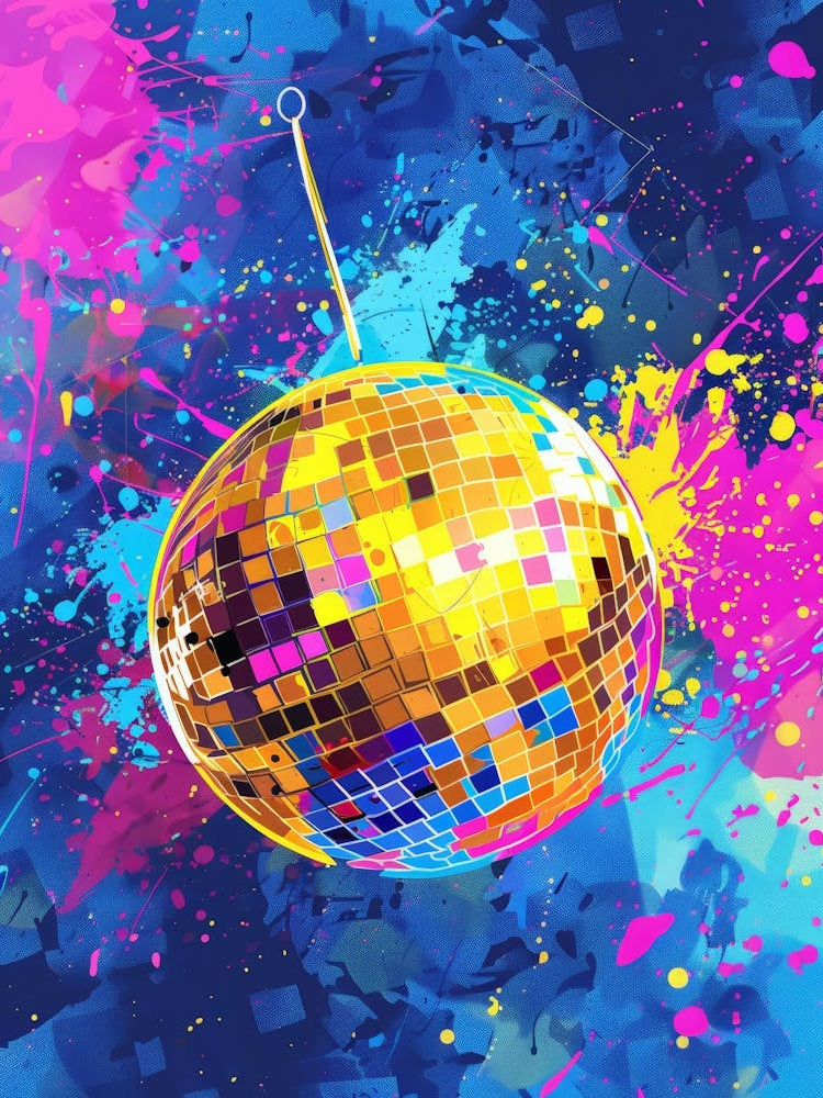 Disco Ball On A Blue Background