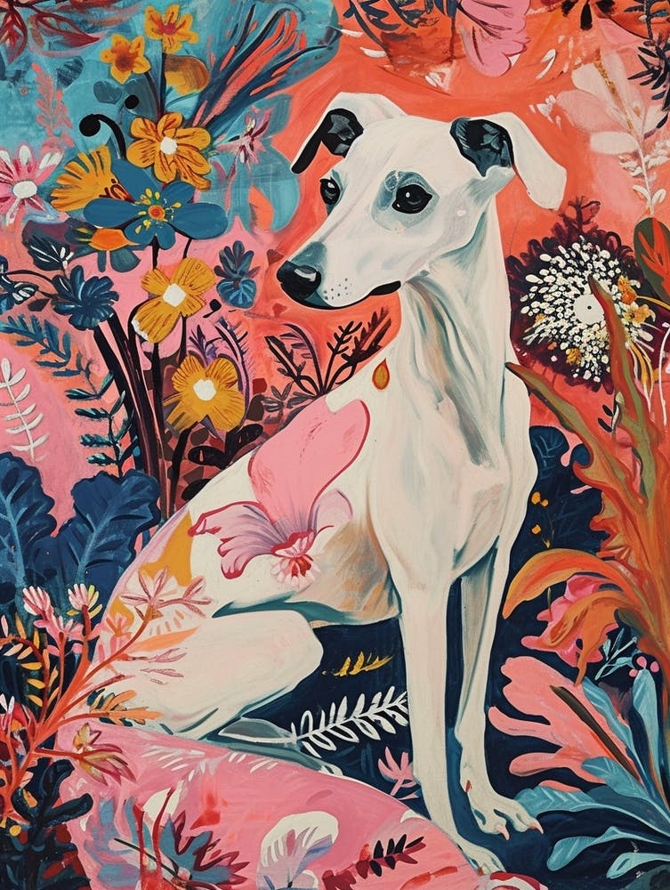 Floral Animal Painting Dog 1