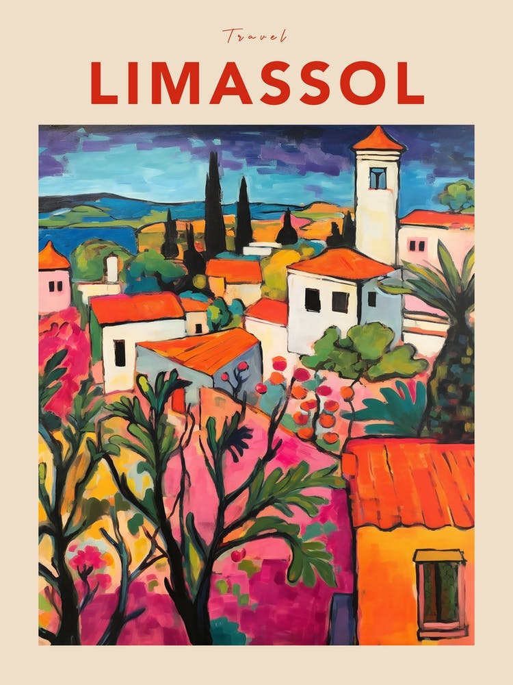 Limassol Cyprus 3 Fauvistisches Reiseposter