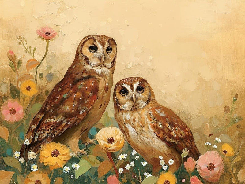Illustration Florale Animale Hibou 1