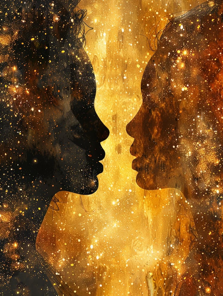 Two Black Women Silhouettes In Space