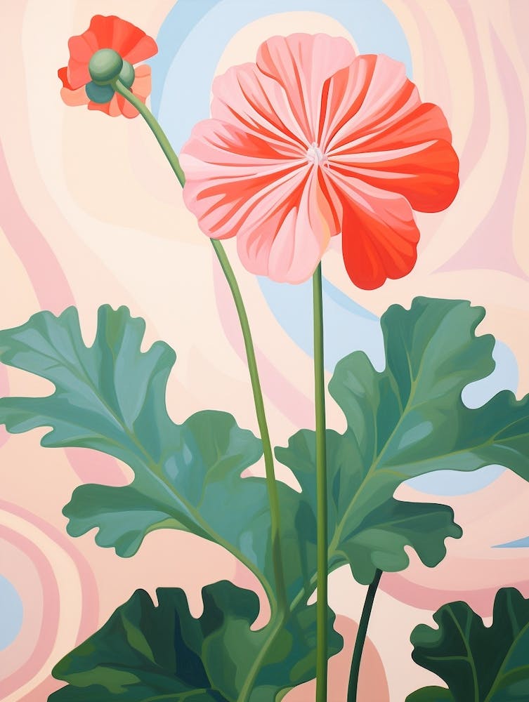 Geranium 1 Hilma Af Klint Inspired Pastel Flower Painting
