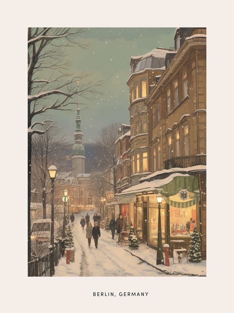 Vintage Winter Poster Berlin Germany 2