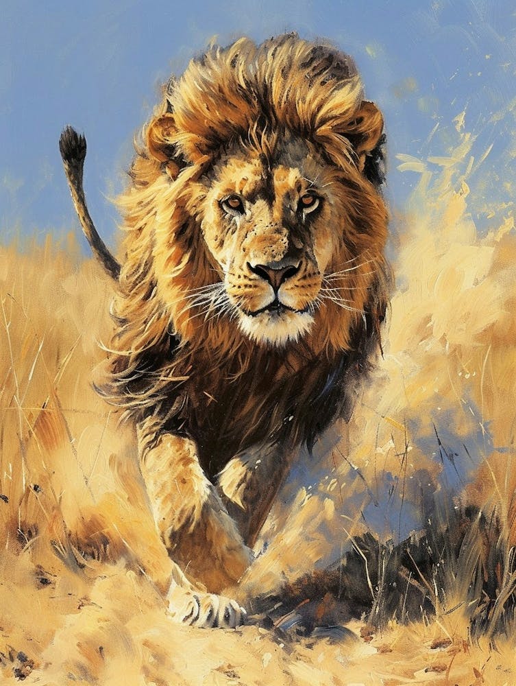 Berberlöwenjagd Acrylgemälde 2