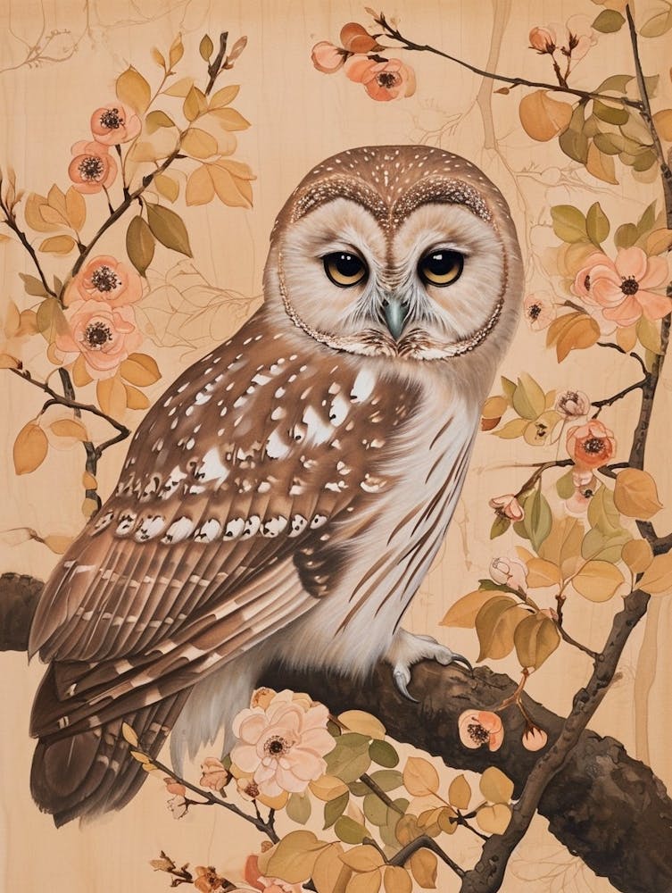 Boreal Owl Japanese Painting 5