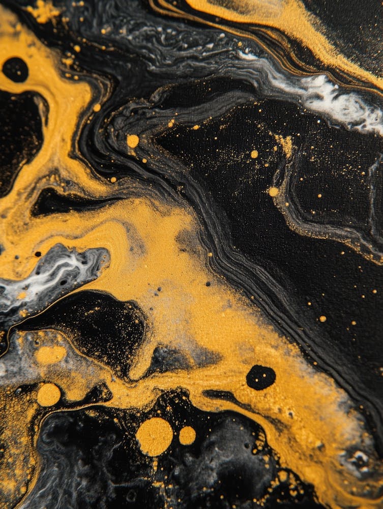 Black And Yellow Abstract Painting