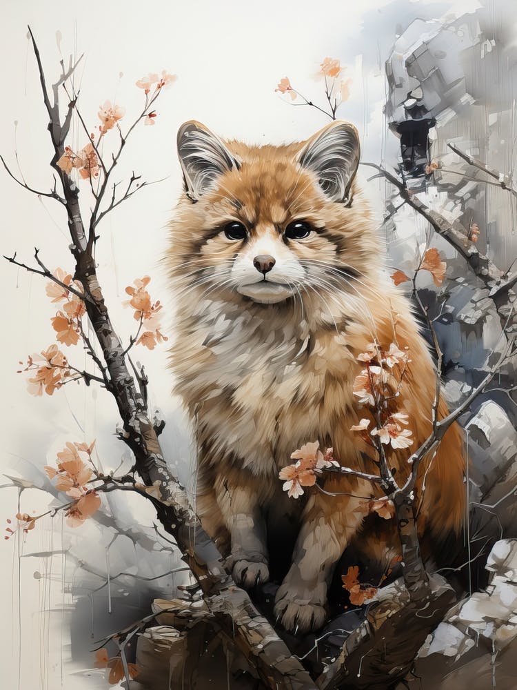 Little Animal, Japanese Brush Painting, Ukiyo E, Minimal 2