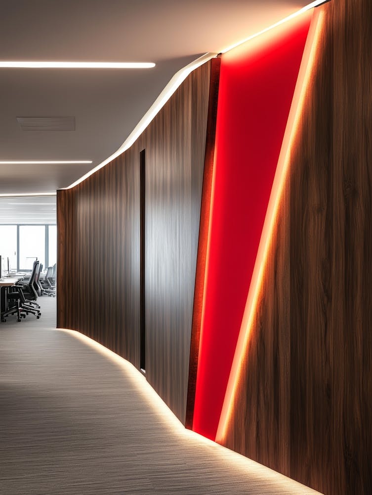 Red Office Hallway