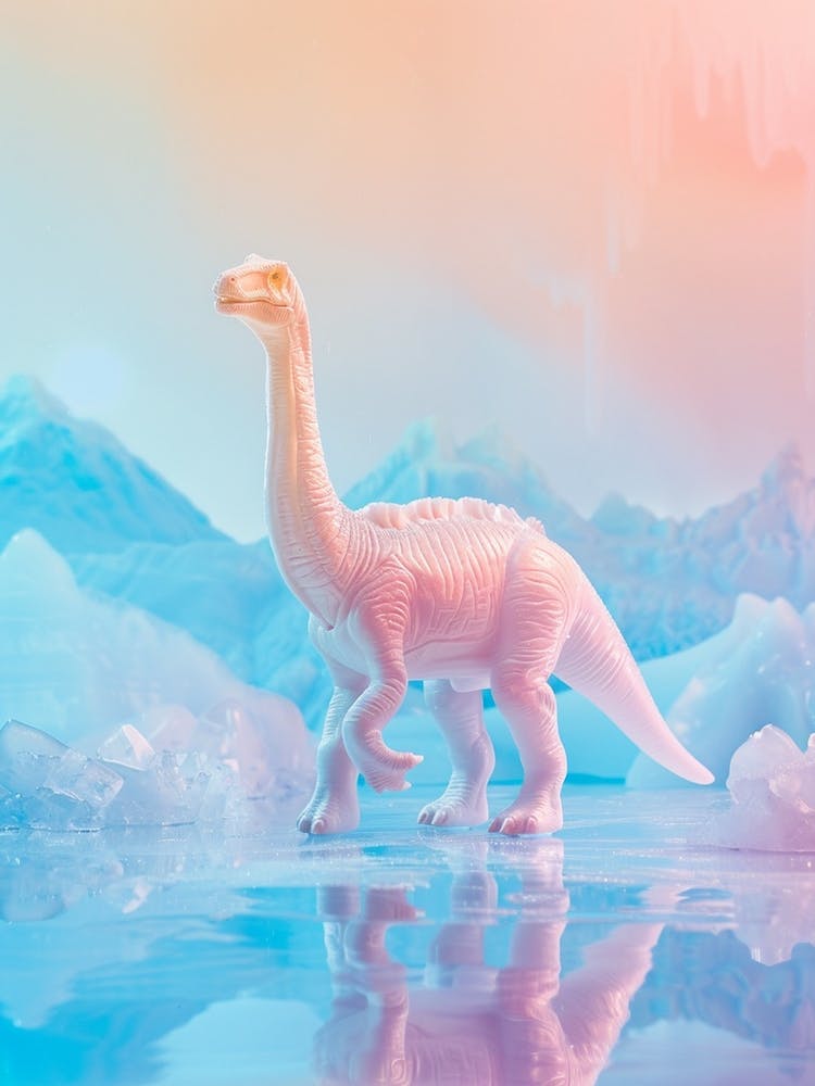 Pastel Toy Dinosaur In A Icy Landscape 1