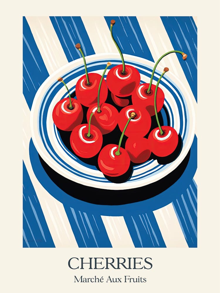 Marche Aux Fruits Cherries Fruit Summer Illustration 3