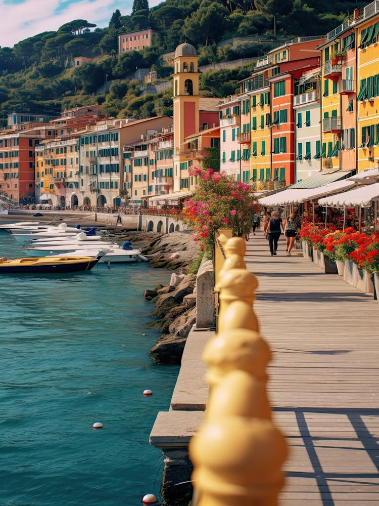 Portofino Italy Coast Line Summer Vintage Photography