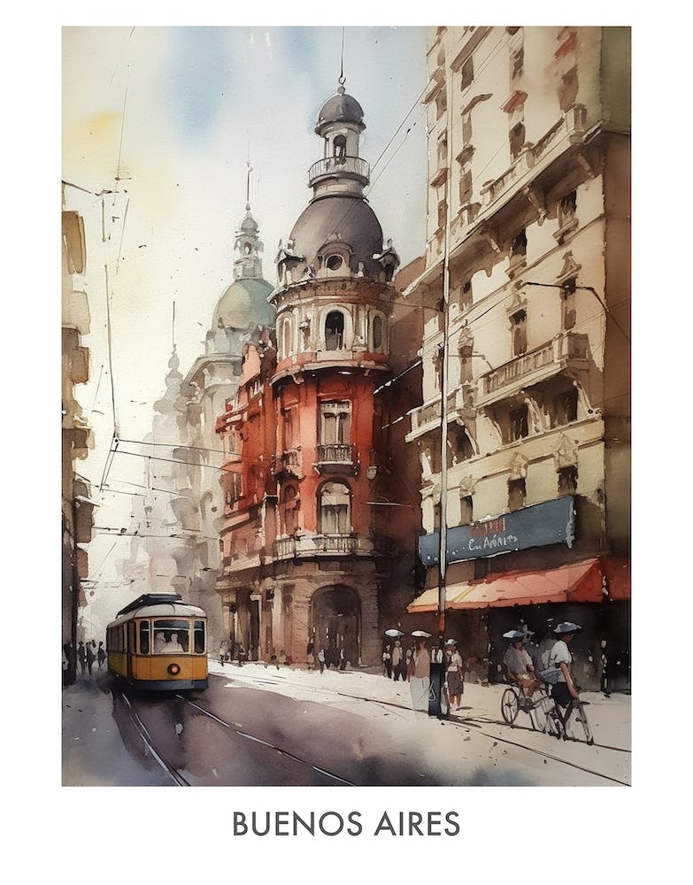 Buenos Aires Watercolor 4 Travel Poster