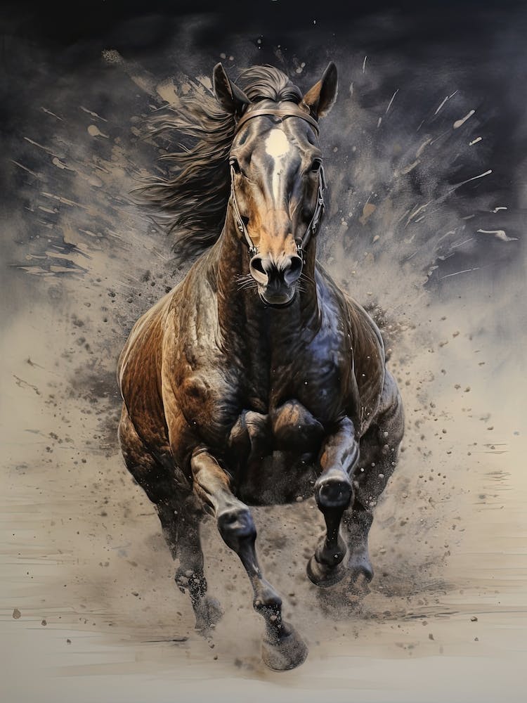 A Horse Painting In The Style Of Wet On Wet Technique1