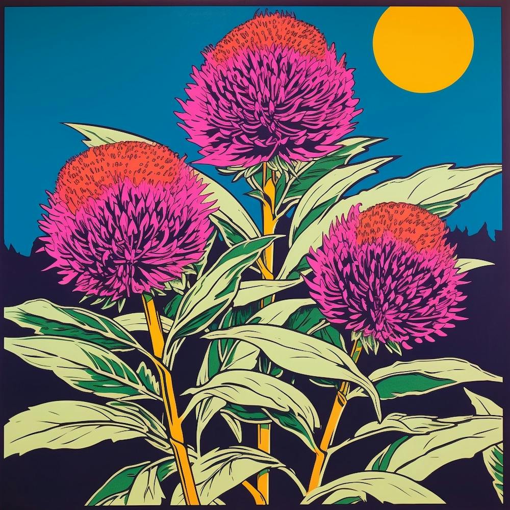 Globe Amaranth 2 Pop Art Illustration Square