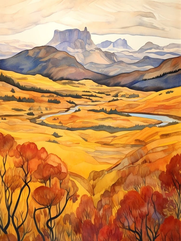 Autumn National Park Painting Torres Del Paine National Park Chile 3
