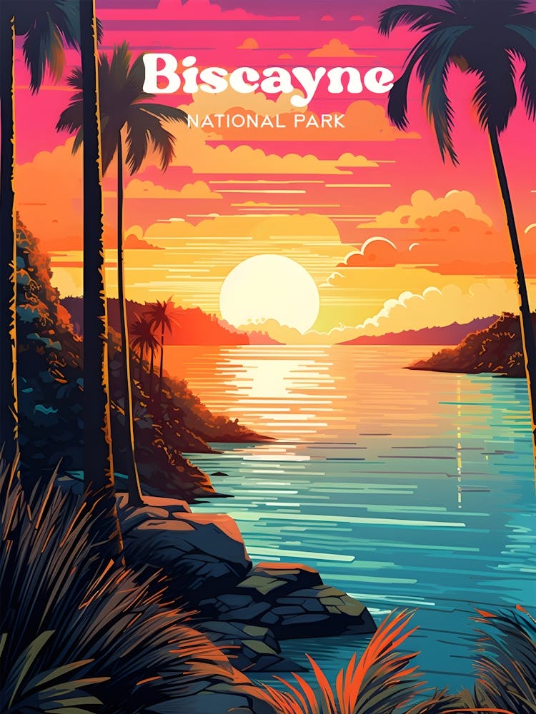 Biscayne National Park Florida Outdoor Modern Travel Illustration