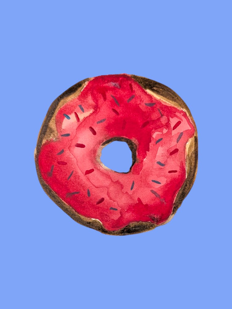 Pink Donut Sprinkles Illustration Kitchen Watercolour