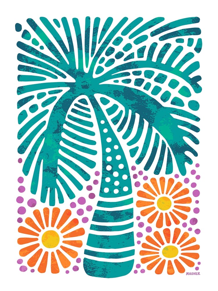 Palm Tree with Flowers