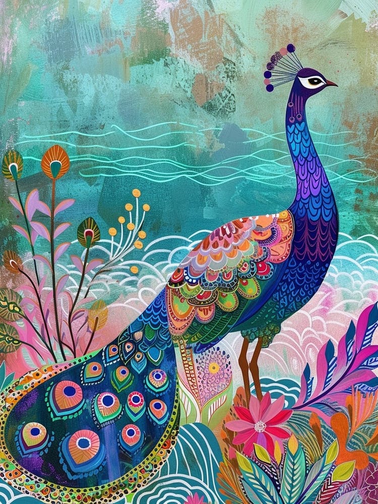 Folky Peacock On The Beach 2