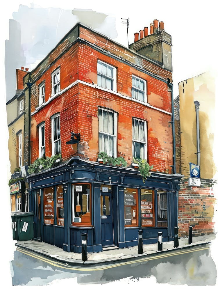 Greenwich London Borough   Street Watercolour 4