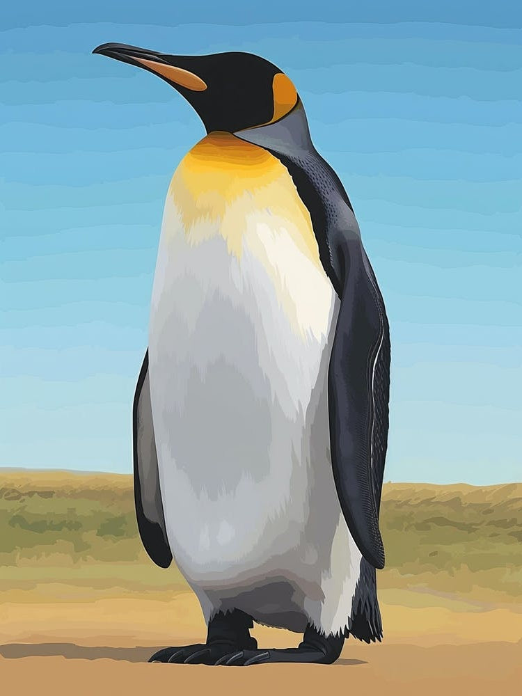Emperor Penguin Salisbury Plain Minimalist Illustration 6