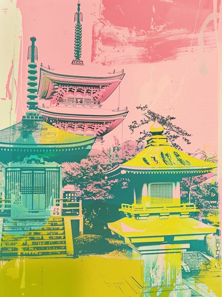 Japanese Traditional Strine Pink Silk Screen 2