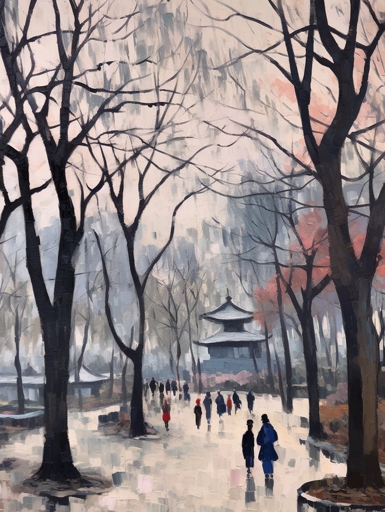 Winter City Park Painting Yoyogi Park Taipei Taiwan 3