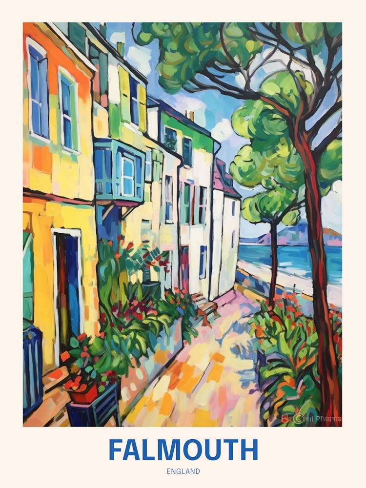 Falmouth England 3 Uk Travel Poster