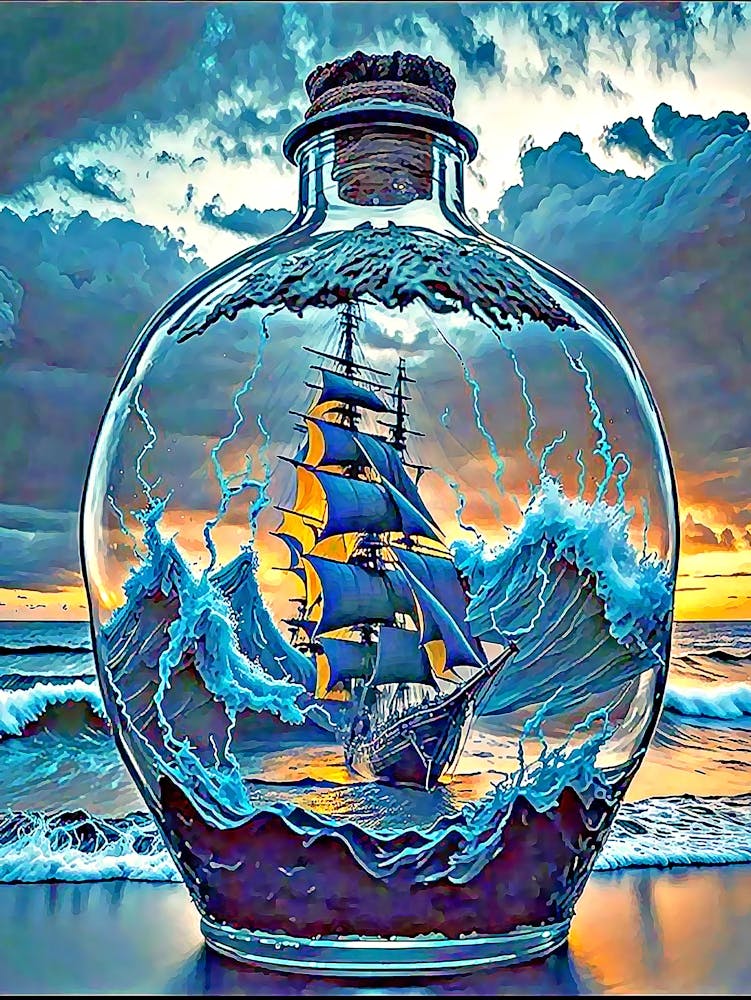 Boat art in glass bottles 2